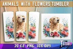 Dog With Flowers Tumblers Wrap 20oz | PNG File | 300 DPI Product Image 1