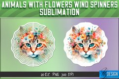 Animals with Flowers Wind Spinners Sublimation| PNG Design Product Image 1