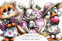 Animals With Fruits Clipart Product Image 1