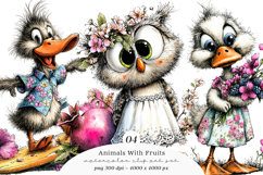 Animals With Fruits Clipart Product Image 1