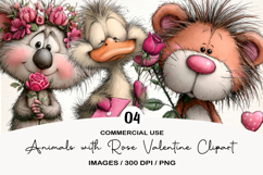 Animals with Rose Valentine Clipart Product Image 1