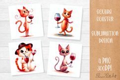 Funny cat Coaster Sublimation | Cat Square Coaster Product Image 1