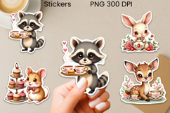 Tea Time Friends Stickers Printable | Cute Animal Sticker Product Image 1