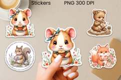 Tea Time Friends Stickers Printable | Cute Animal Sticker Product Image 1