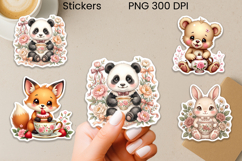 Tea Time Friends Stickers Printable | Cute Animal Sticker Product Image 1