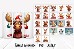 Christmas tumbler sublimation | Christmas animal tumbler PNG Product Image 1