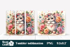 Cute cat tumbler sublimation | Animal tumbler wrap Product Image 1