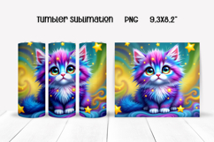 Rainbow cute cat tumbler wrap design | Animal tumbler Product Image 1