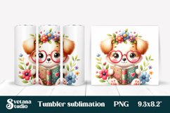 Cute dog flower books tumbler wrap sublimation design Product Image 1