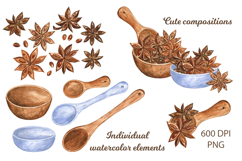 Star Anise Watercolor Clip Art and Cozy Pattern Product Image 2