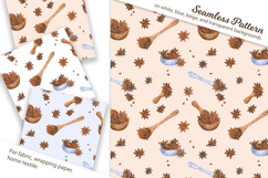 Star Anise Watercolor Clip Art and Cozy Pattern Product Image 3