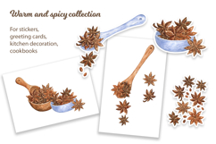 Star Anise Watercolor Clip Art and Cozy Pattern Product Image 5