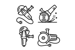 Angle grinder icons set, outline style Product Image 1