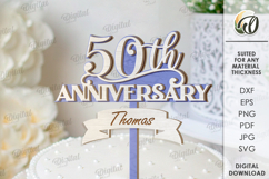 Anniversary Cake Topper Laser Cut. Cake Topper SVG Product Image 1