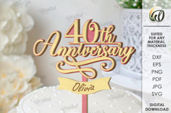 Anniversary Cake Topper Laser Cut. Cake Topper SVG Product Image 1