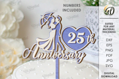 Anniversary Cake Topper Laser Cut. Cake Topper SVG Product Image 1