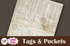 Leonardo Da Vinci Tags &amp; Pockets Junk Journal Kit Letter Product Image 8
