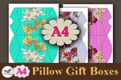 Floral Gold Stripe Pillow Box Template Kit Vol.2 A4 Product Image 1