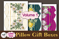 Floral Gold Stripe Pillow Box Template Kit Letter Product Image 2