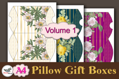 Floral Gold Stripe Pillow Box Template Kit A4 Printable Product Image 2