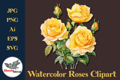 Yellow Rose Bouquet Watercolor Clipart Set EPS, SVG, PNG Product Image 1