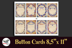 Vintage Floral Button Cards Printable Kit Letter Product Image 2
