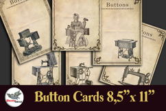 Vintage Button Cards Printable 8.5x11 Sewing Set Product Image 1