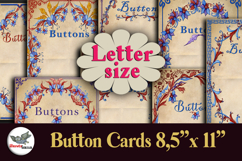 Vintage Floral Button Cards Printable Kit Letter Product Image 1
