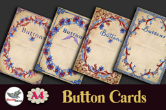 Vintage Floral Button Cards Printable Kit A4 Product Image 3