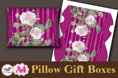 Floral Gold Stripe Pillow Box Template Kit A4 Printable Product Image 4