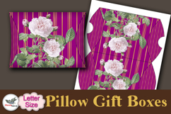 Floral Gold Stripe Pillow Box Template Kit Letter Product Image 4