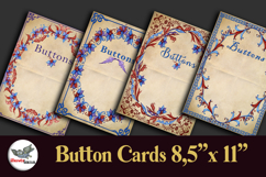 Vintage Floral Button Cards Printable Kit Letter Product Image 4
