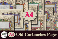 Vintage Cartouches Pages A4 Digital Paper Set Product Image 1