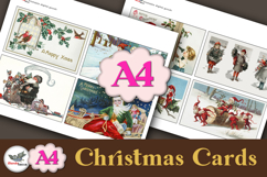 Antique Christmas Cards Printable Kit A4 Product Image 1