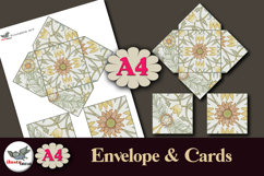 William Morris Silver Floral Cards &amp; Envelope A4 Printable Product Image 1