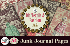Vintage Textile &amp; Fashion Junk Journal Pages A4 Product Image 1