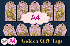 Gold Pattern Gift Tags Printable A4 Set Product Image 1
