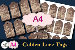 Vintage Golden Lace Gift Tags Printable A4 Product Image 1