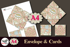 William Morris Peach Floral Cards &amp; Square Envelope A4 Product Image 1