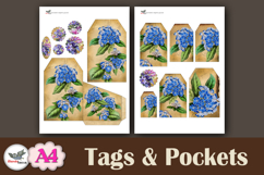 Blue Floral Tags &amp; Pockets A4 Junk Journal Kit Product Image 2