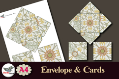 William Morris Silver Floral Cards &amp; Envelope A4 Printable Product Image 2