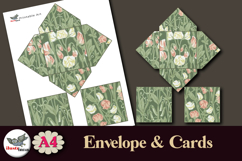 William Morris Green Cards &amp; Square Envelope Printable A4 Product Image 2