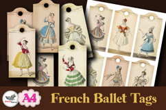 Vintage French Ballet Tags Printable A4 Set Product Image 2