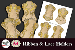 Gold Art Nouveau Ribbon &amp; Lace Holders Printable A4 Product Image 3