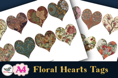 Vintage Floral Heart Tags Printable A4 Set Product Image 2