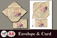 Vintage Floral Envelope and Card Printable Kit A4 Product Image 2