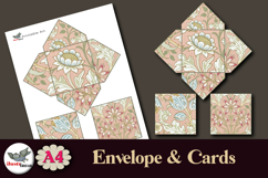 William Morris Peach Floral Cards &amp; Square Envelope A4 Product Image 2