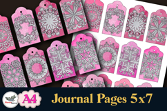 Pink &amp; Silver Christmas Tags A4 Printable Set Product Image 2