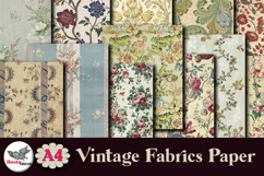 Vintage Floral Fabric Papers Pack 12 A4 JPG Product Image 2