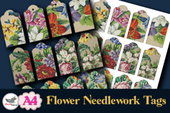 Vintage Floral Needlework Tags A4 Printable Set Product Image 2
